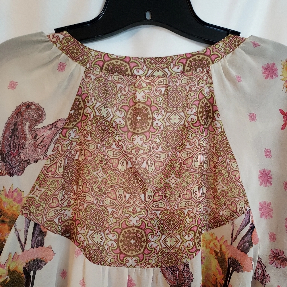 Fig & Flowers Sheer Floral Fairy Loose Fit Blouse Size M - Picture 4 of 10